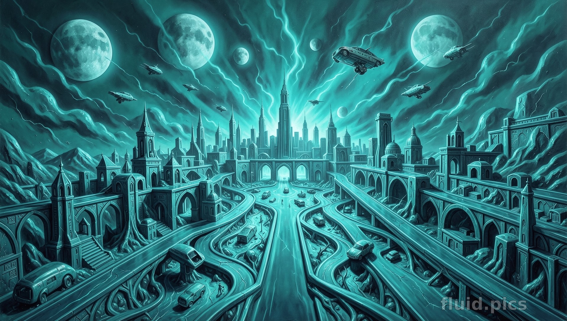 City of Lunar Rivers — Psychedelic Abstract