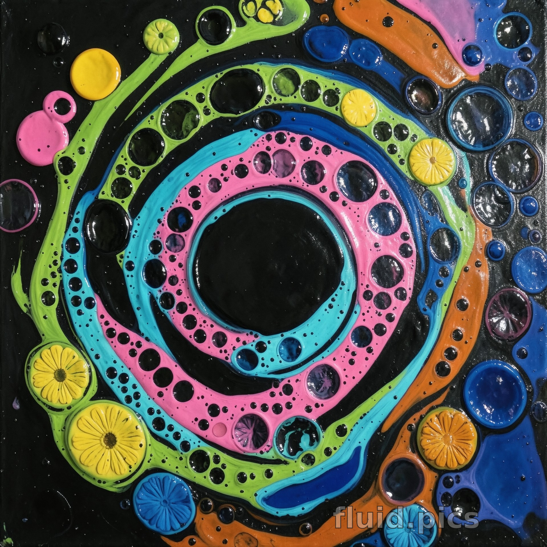 Spiral of Rainbow Snails — Fluid Art