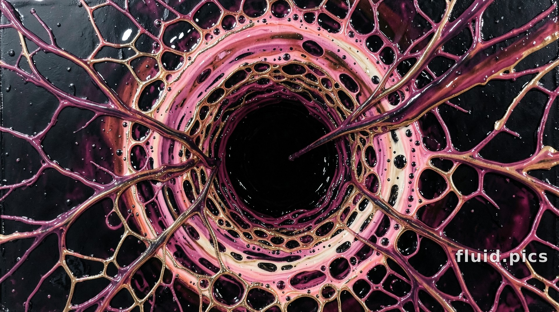 Magenta Chain Horizontal Vortex — Fluid Art