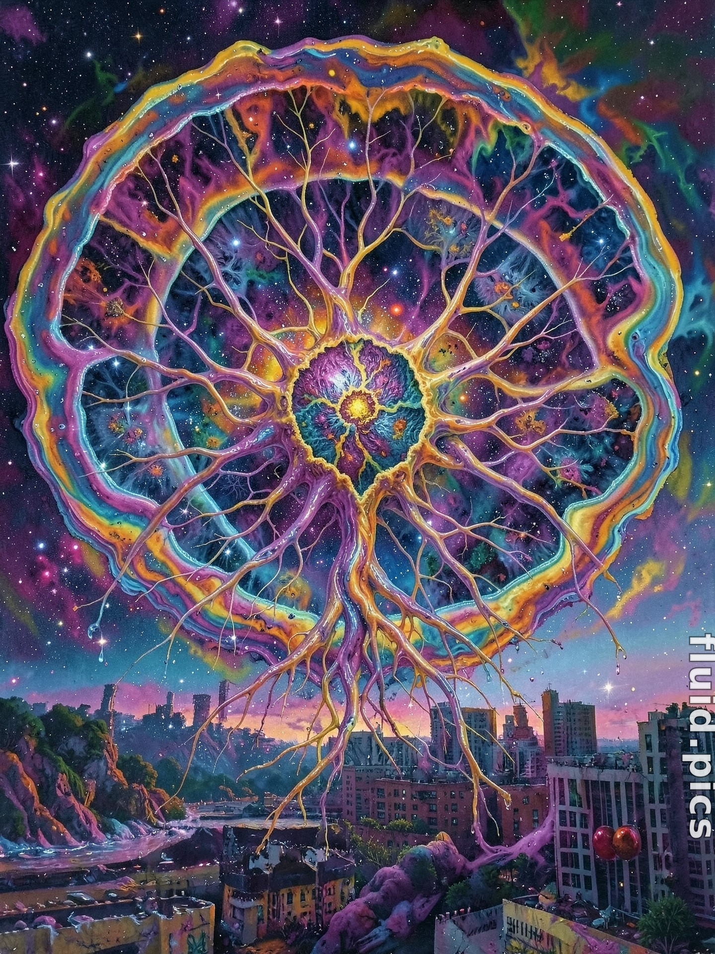 Roots Above the City — Hybrid Art