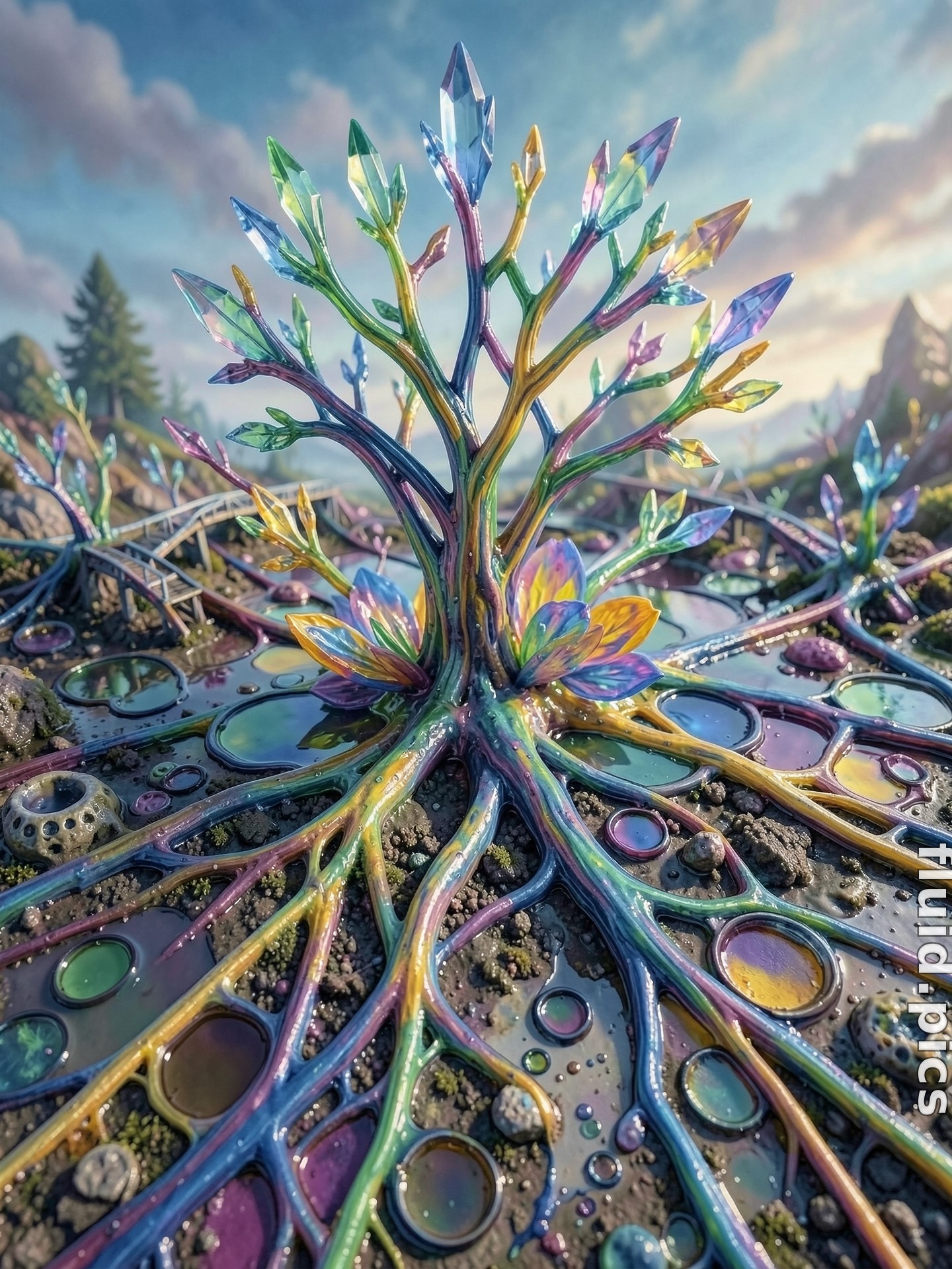 Crystalline Root Bloom — Гибридное искусство