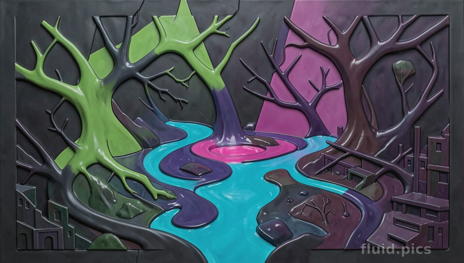 River-Snakes from Branches — Psychedelic Abstract