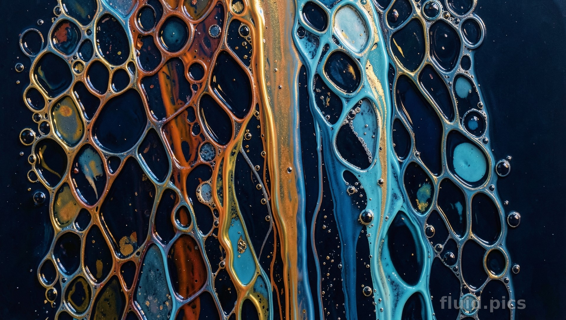Морские сады снов — синяя серия III — Флюид-арт