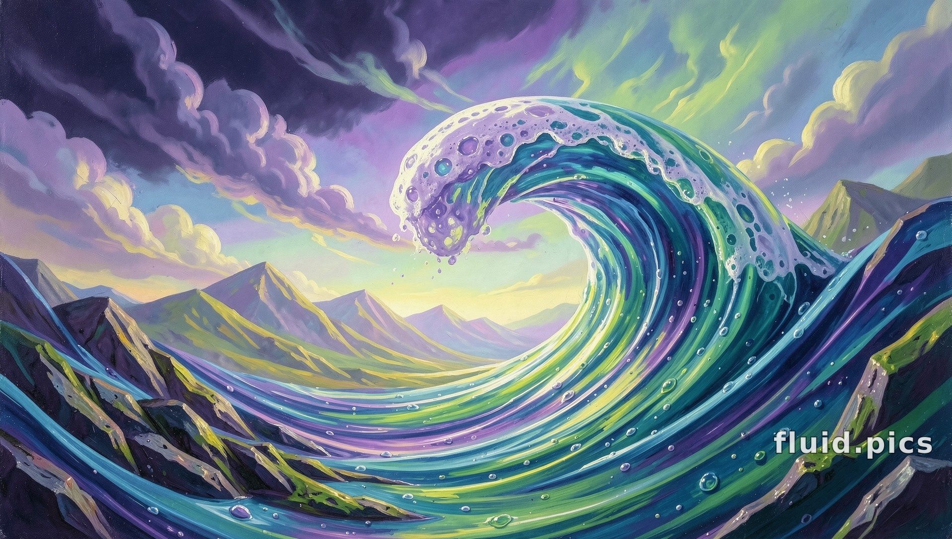 Wave Over Mountains — Hybrid Art