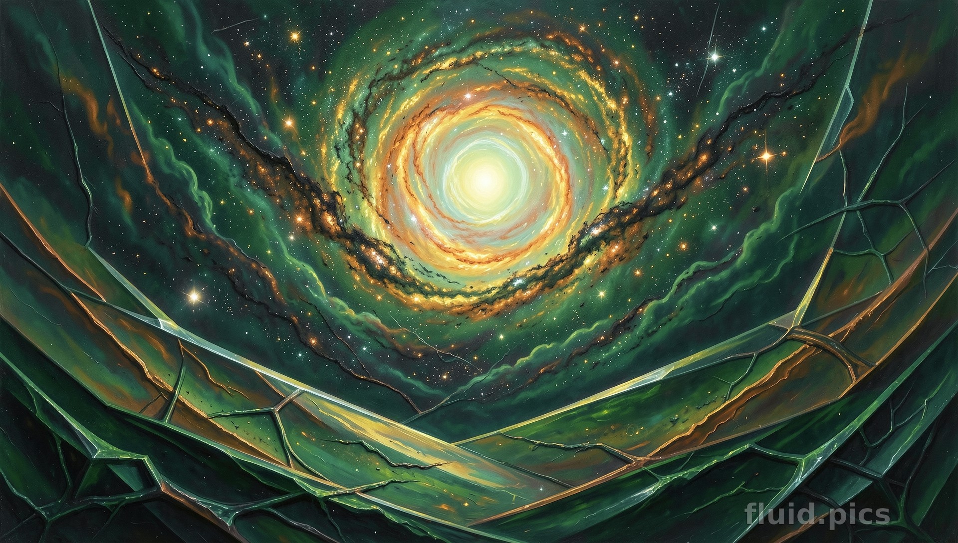 Green Mountains Birth Light — Psychedelic Abstract