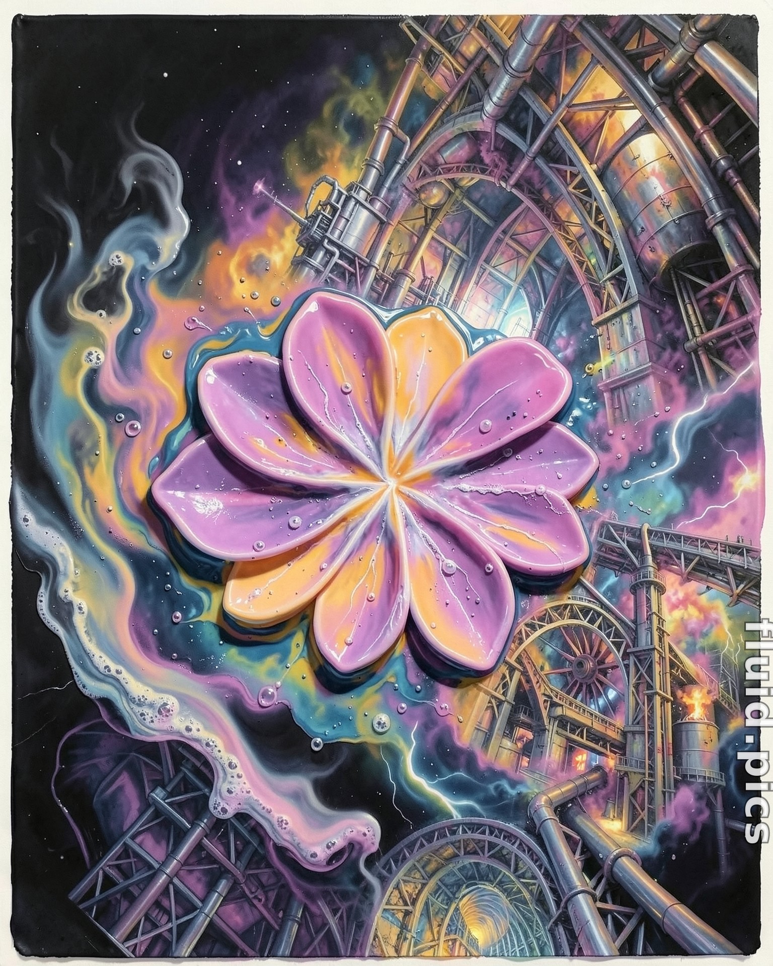 Flower Among Pipes — Гибридное искусство