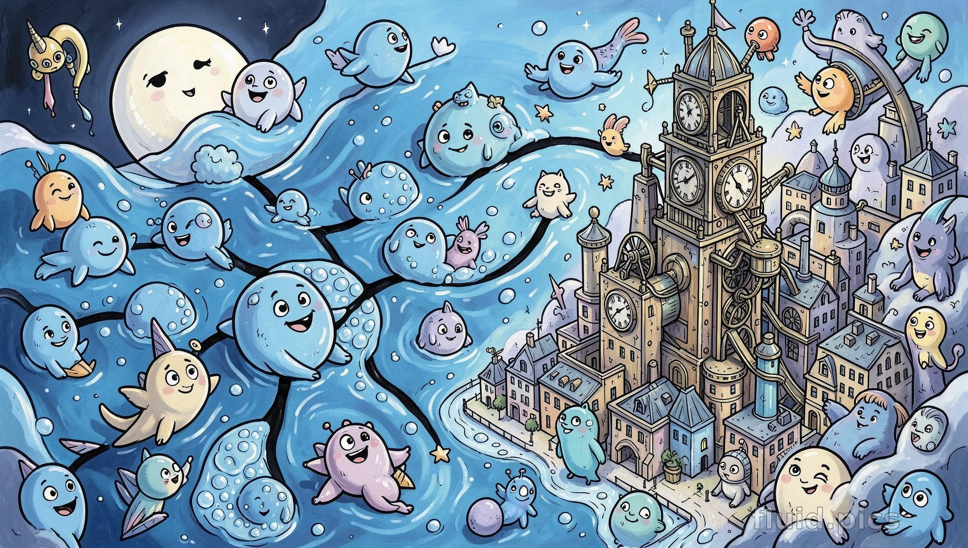 City, Sliding Through Skies — Hybrid Art