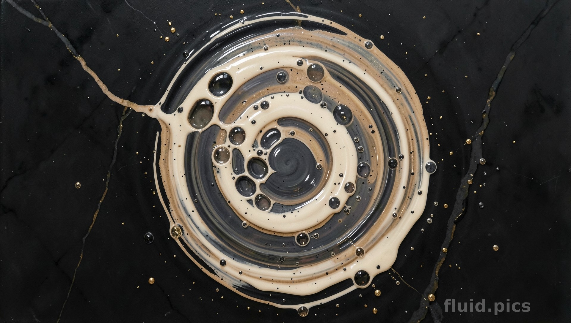 Golden Garden Snails — Fluid Art