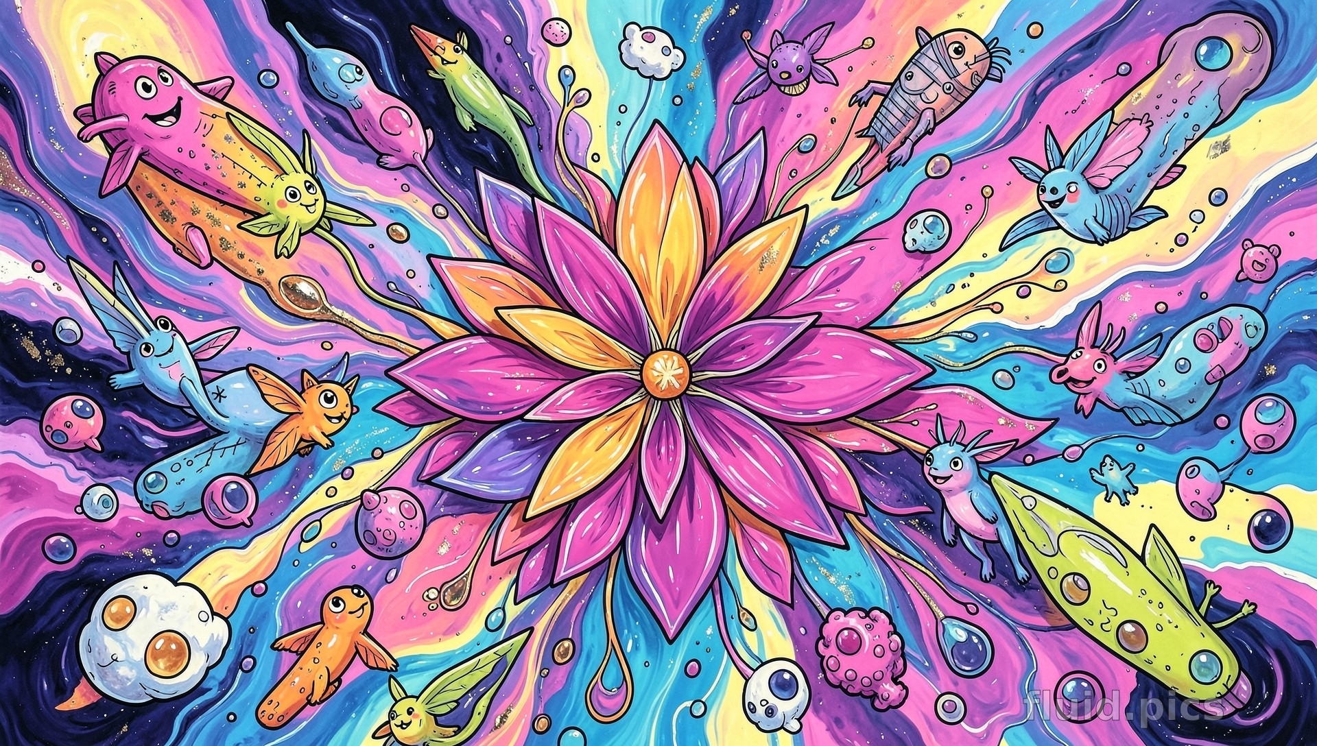 Flower Scattering Fish — Hybrid Art