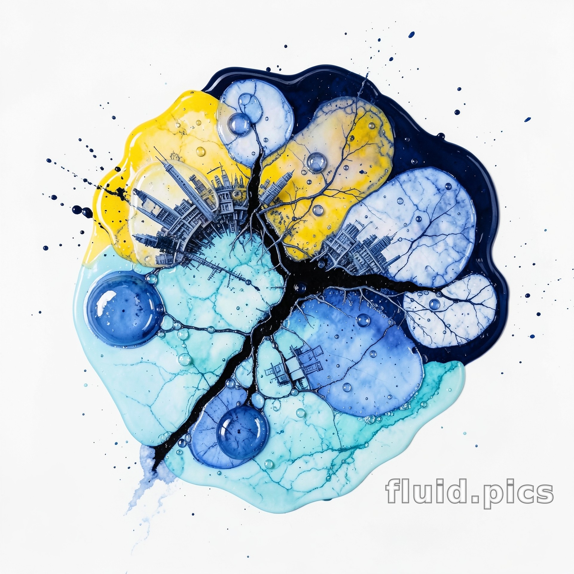 Cracked World of Cities — Hybrid Art