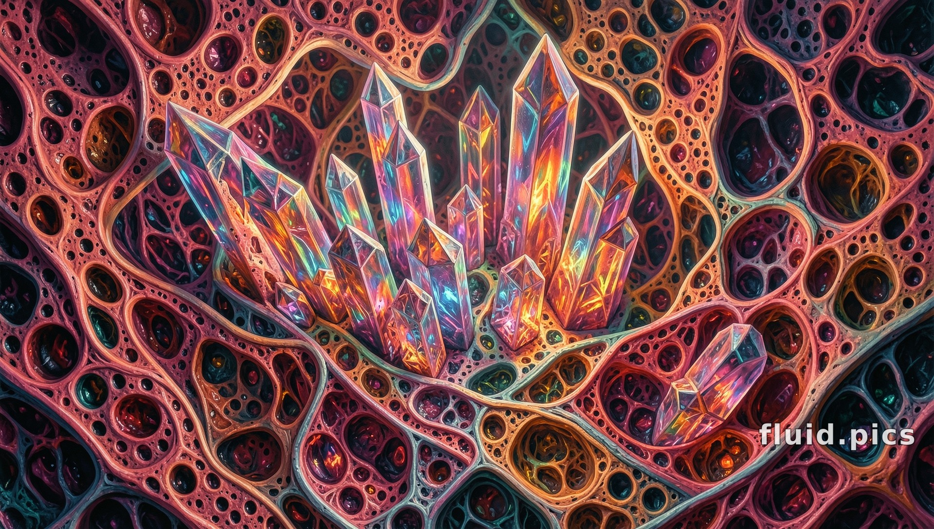 Crystals in Coral Flesh — Psychedelic Abstract