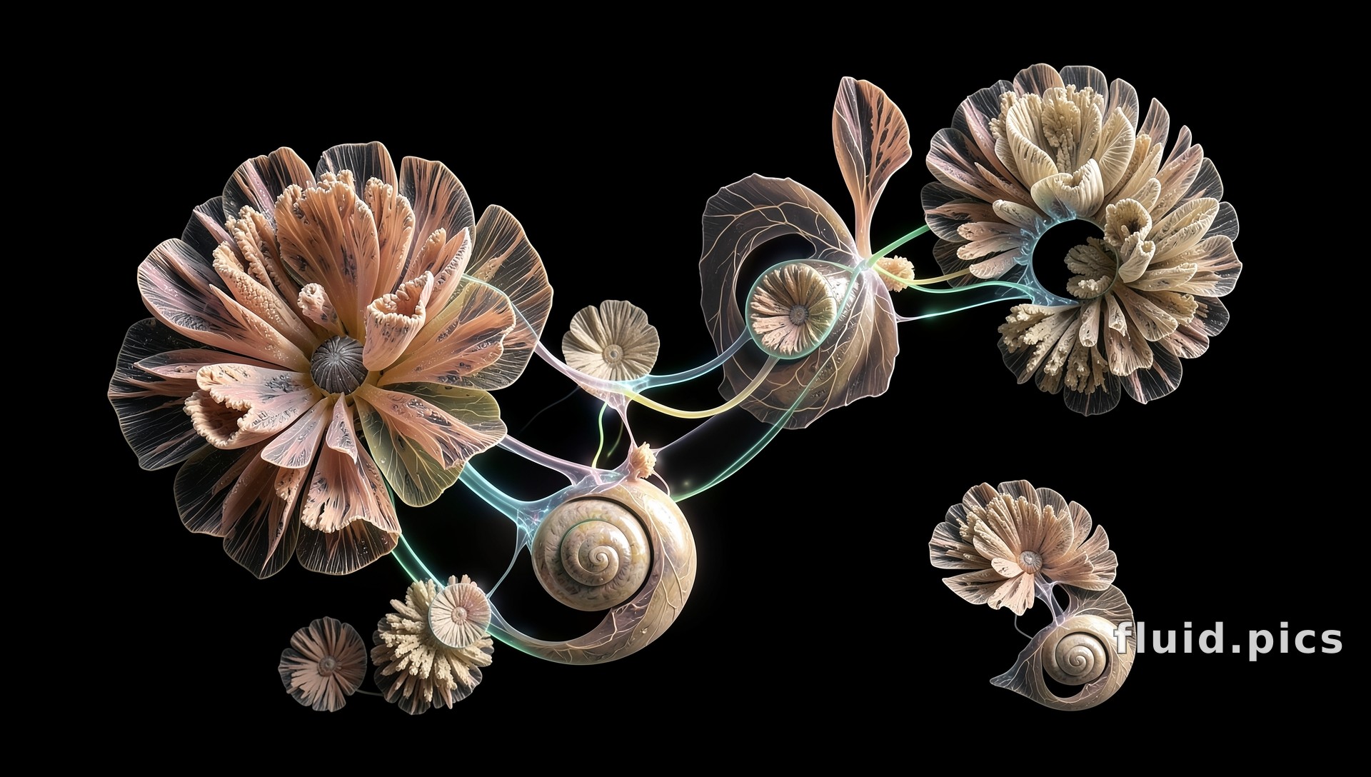 Shells Between the Flowers — Fractal Art