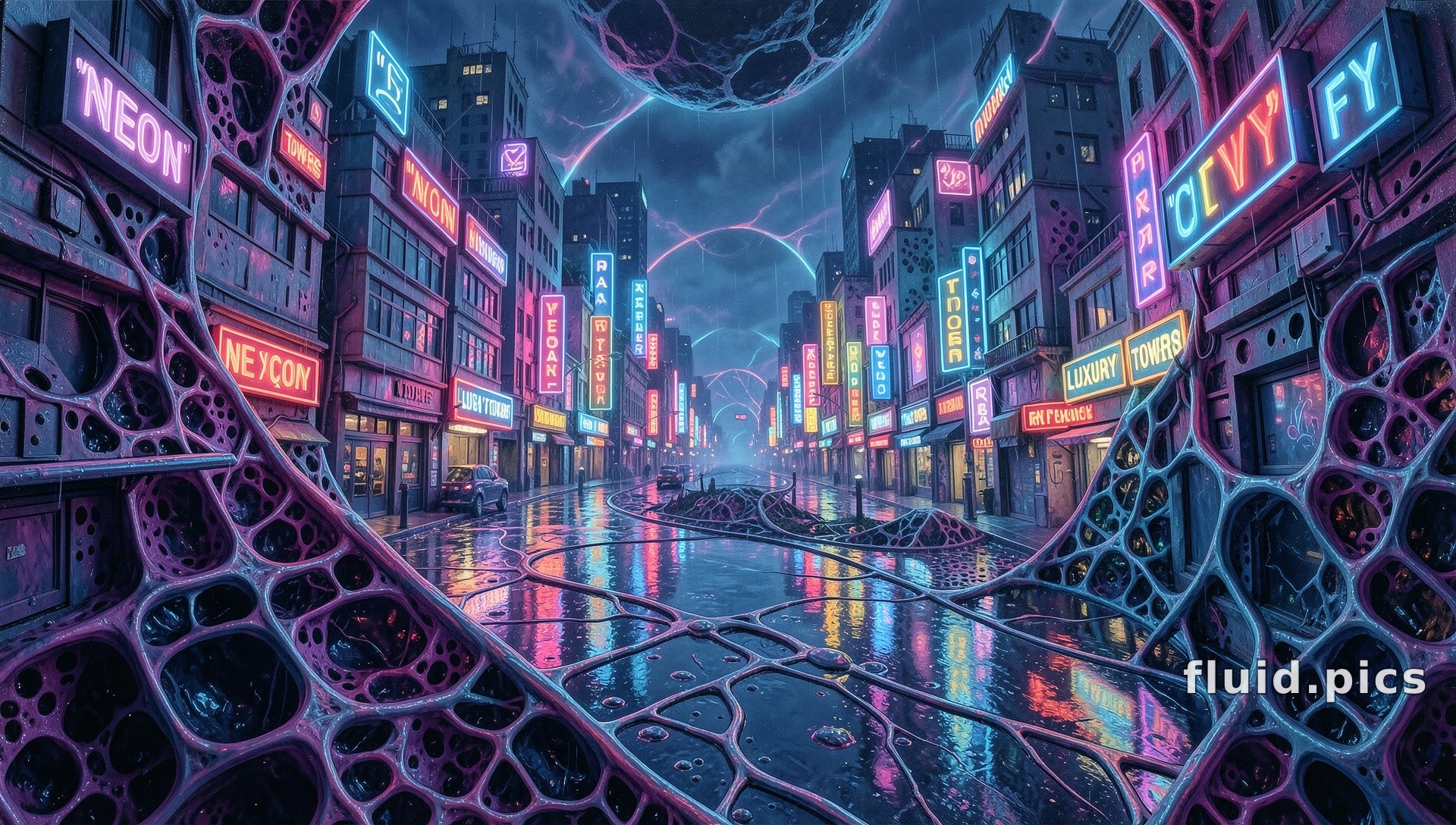 Street Under Two Moons — Psychedelic Abstract