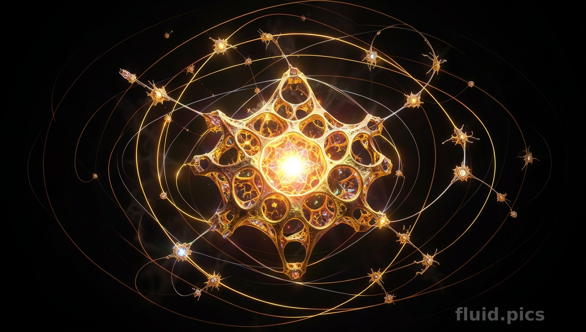 Stars in a Net — Amber Series II — Fractal Art