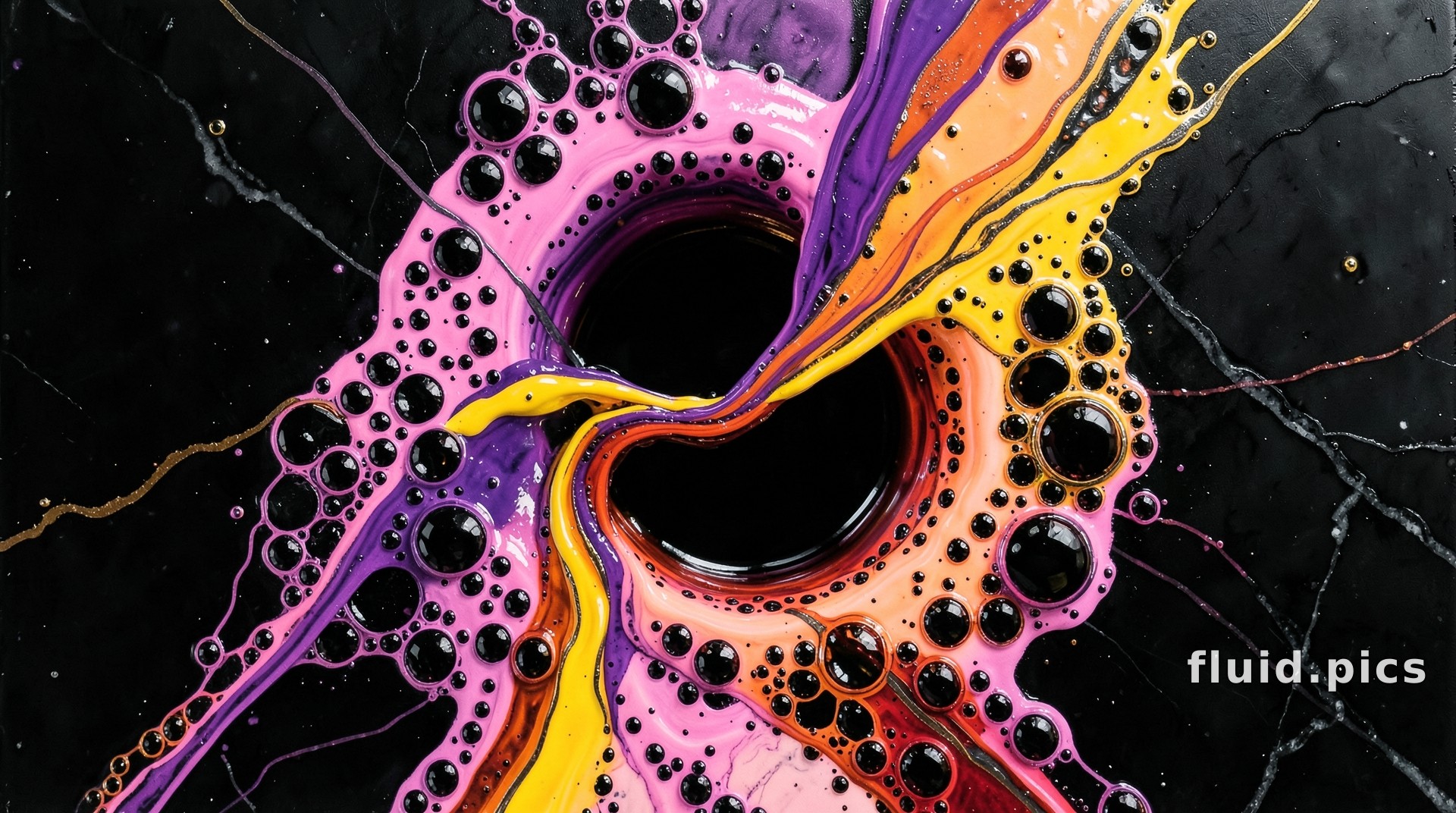 Magenta Bridge at Night — Fluid Art