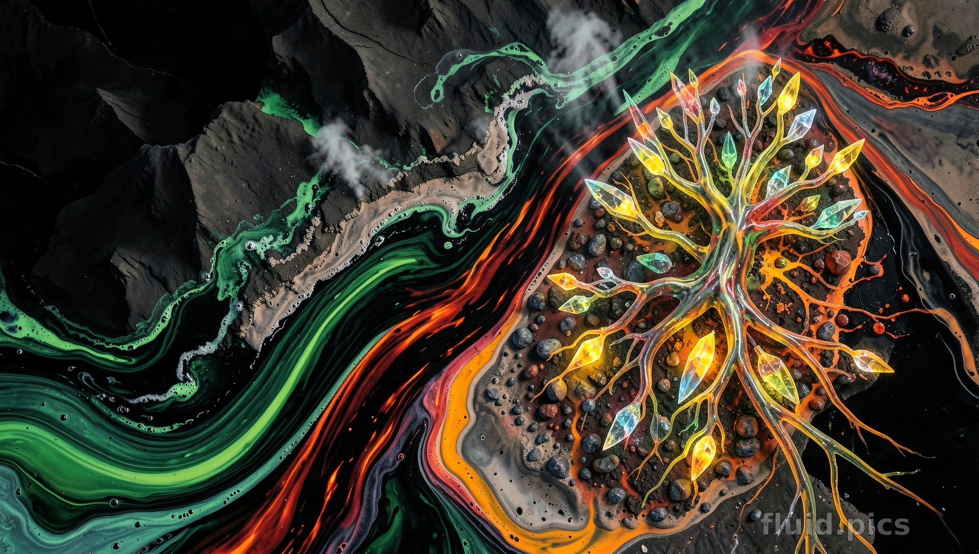 Crystal Roots of the World — Hybrid Art