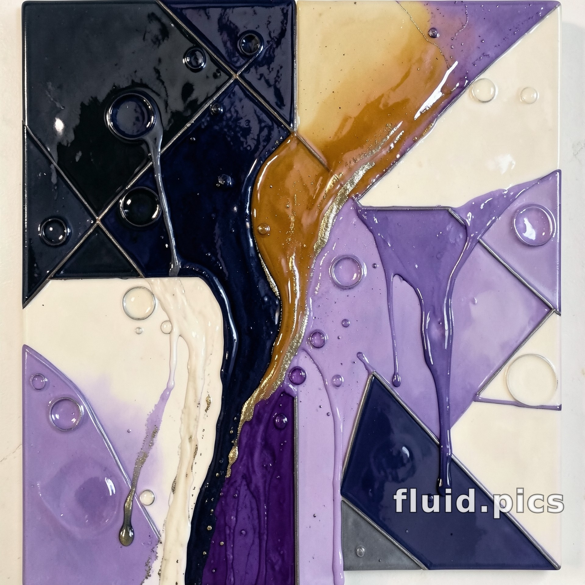 Gold River on Tiles — Hybrid Art