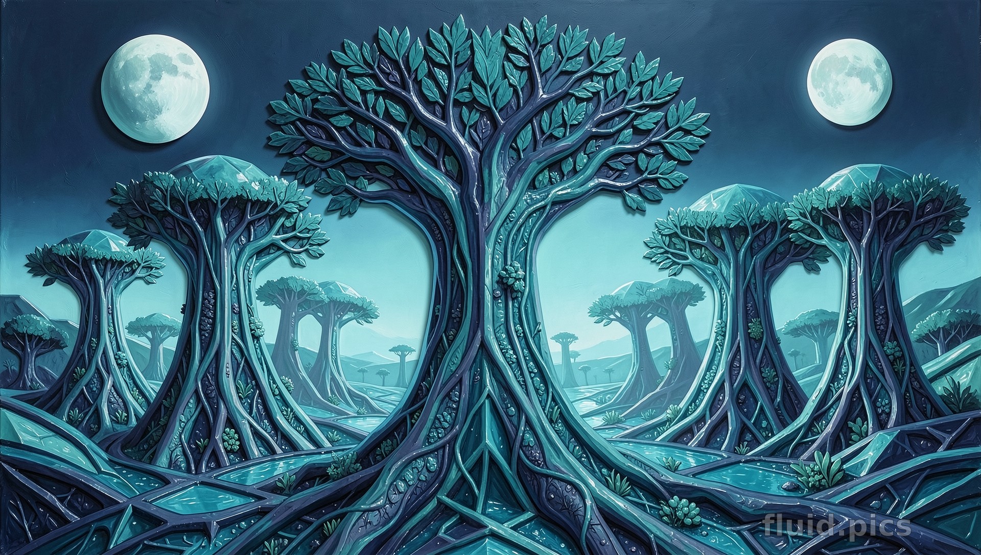 Moonlight Gardens — Psychedelic Abstract