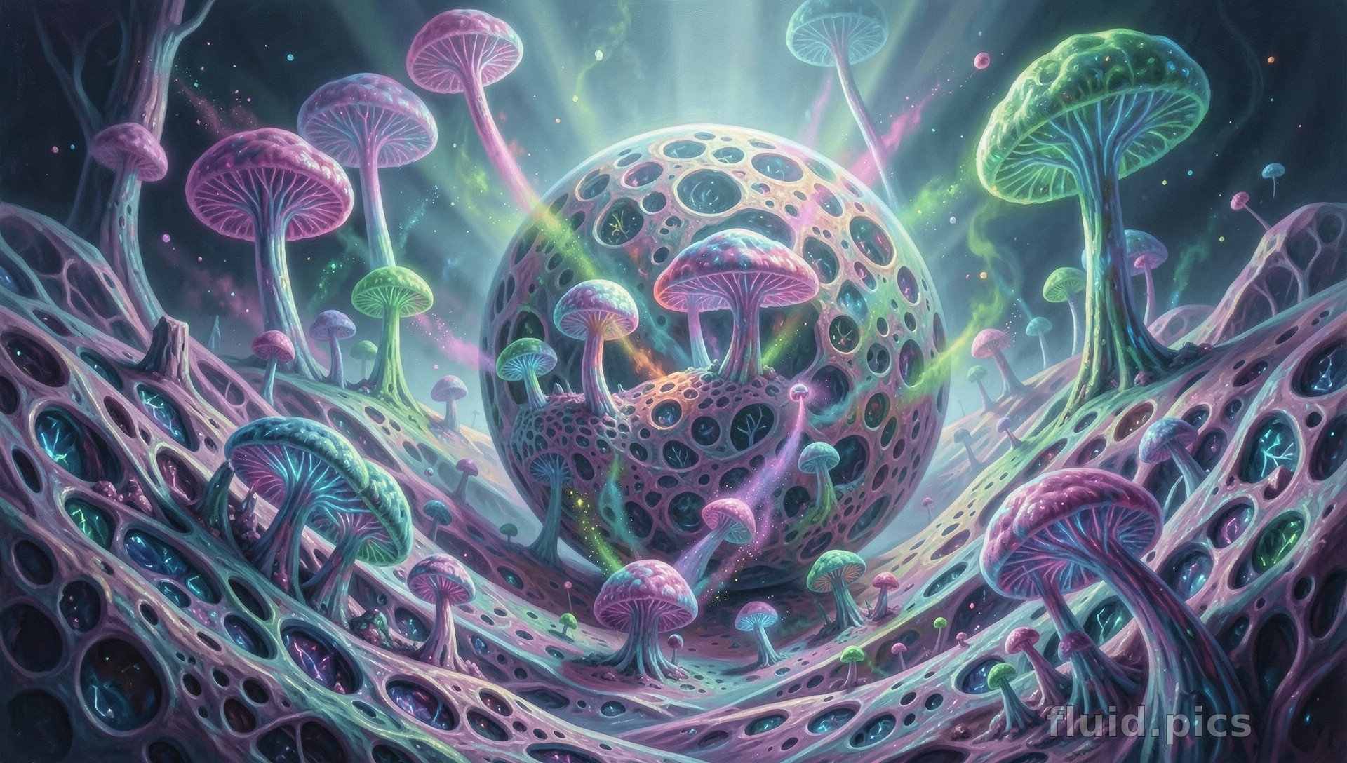 Breathing Mycelial Planet — Psychedelic Abstract