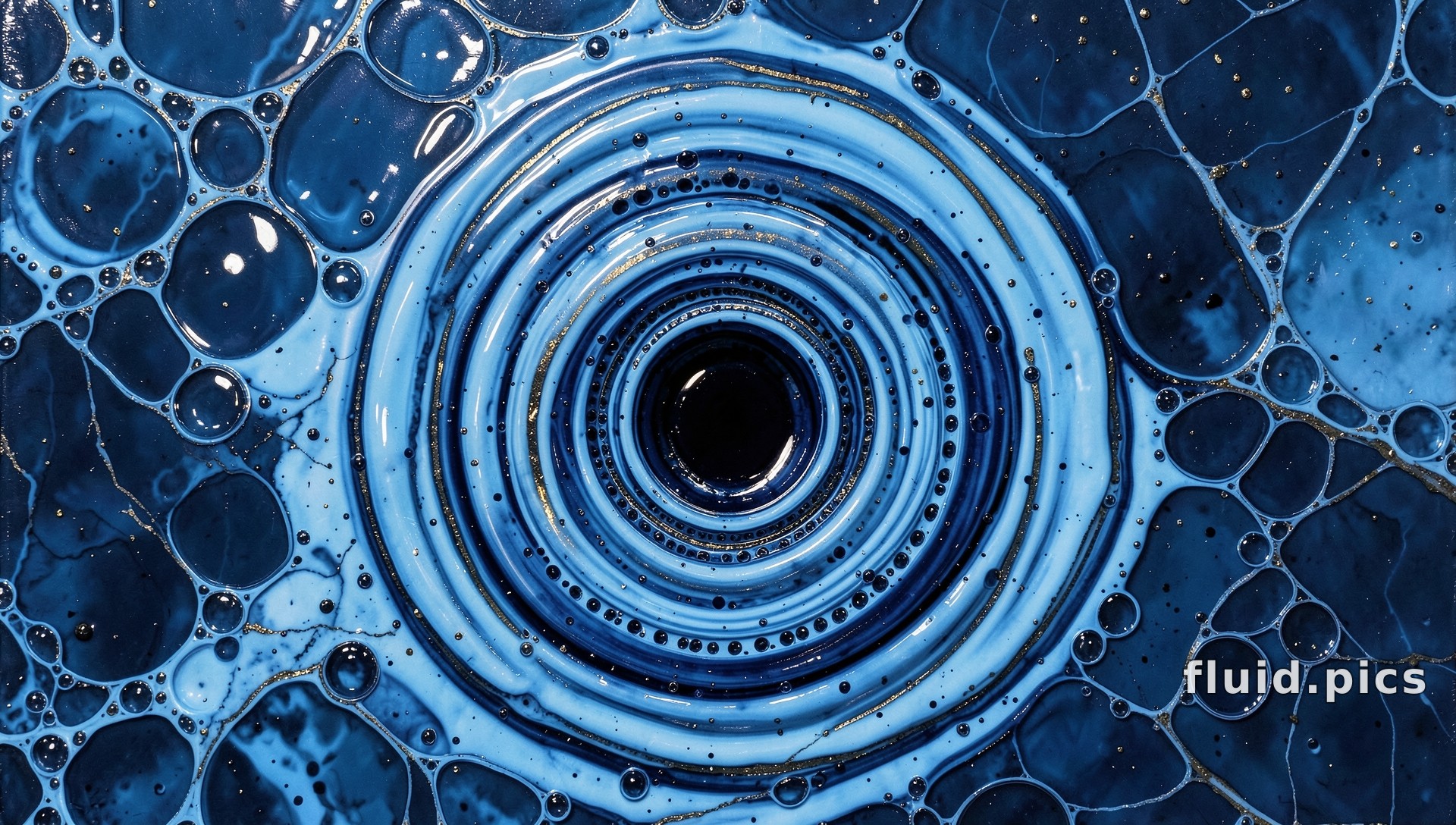 Blue Pupil in Bubbles — Флюид-арт