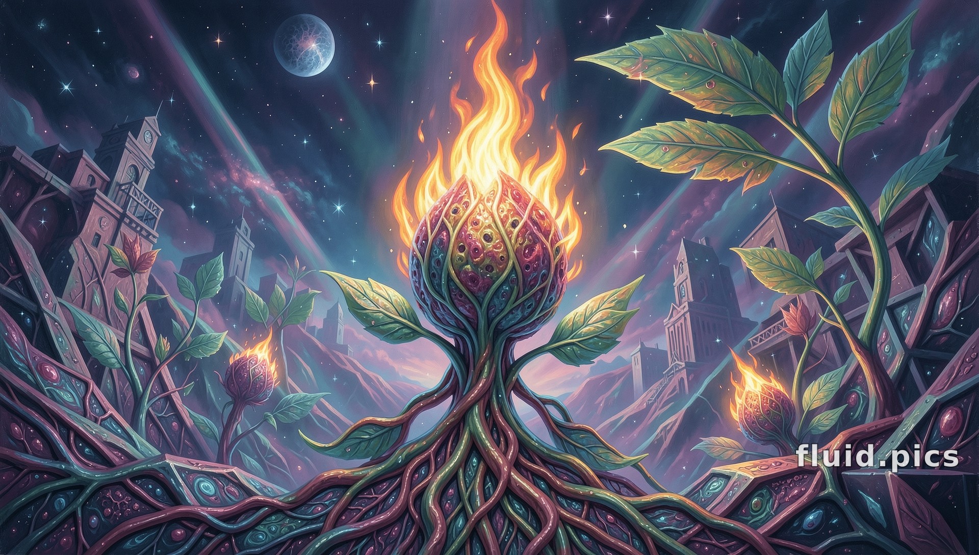 City's Burning Heart — Psychedelic Abstract