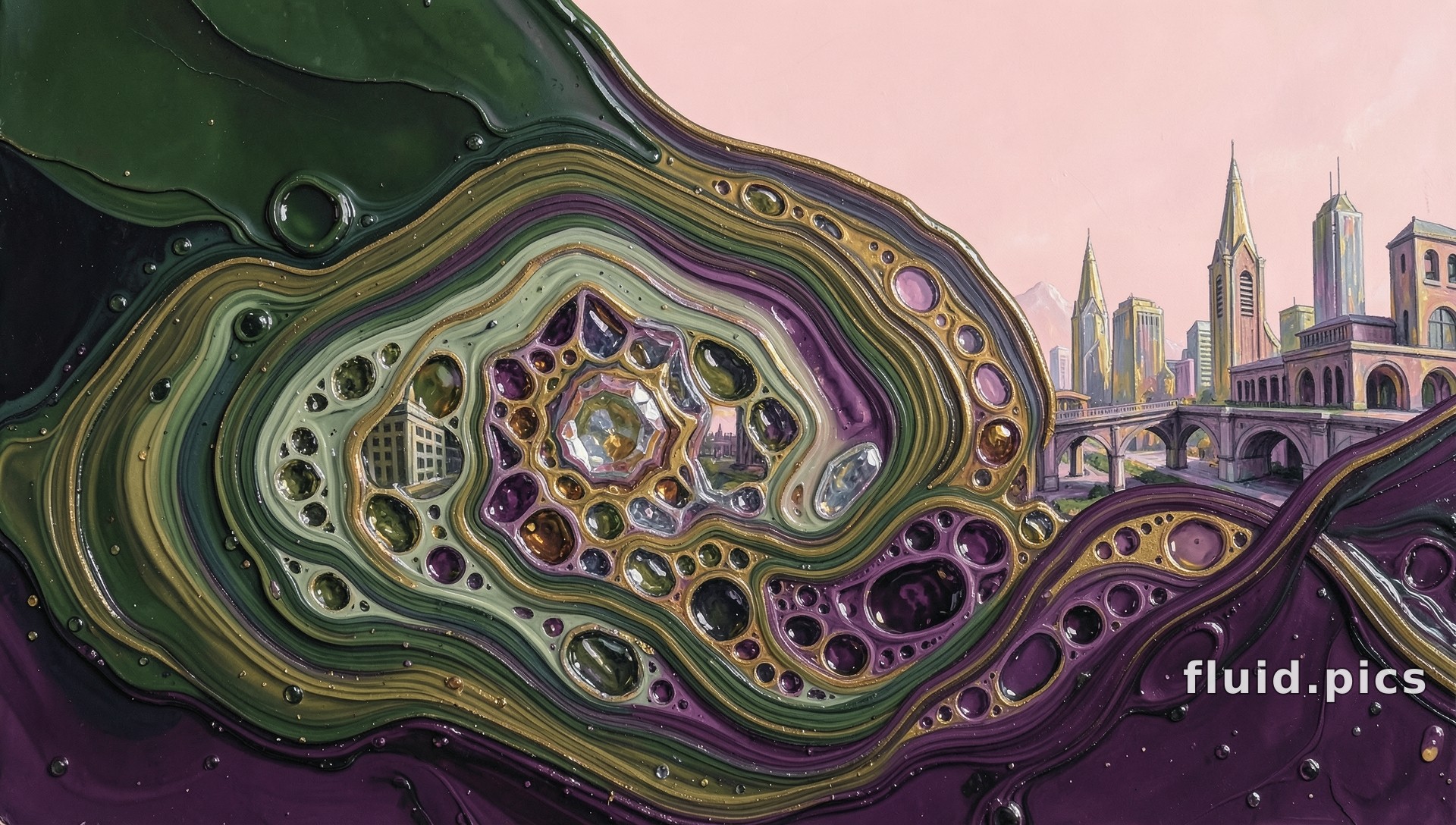 City Inside the Agate — Hybrid Art