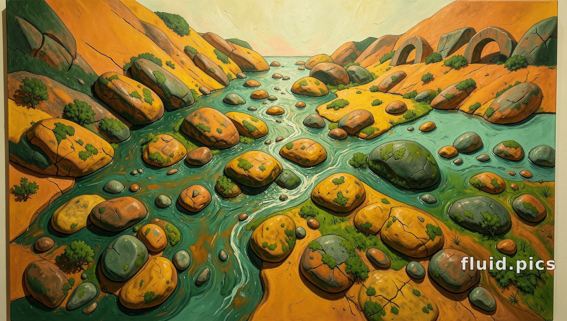 River of Sleeping Boulders — Psychedelic Abstract