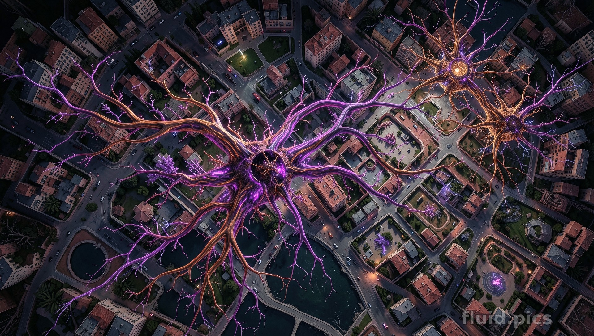 Tree Growing Through Blocks — Fractal Art