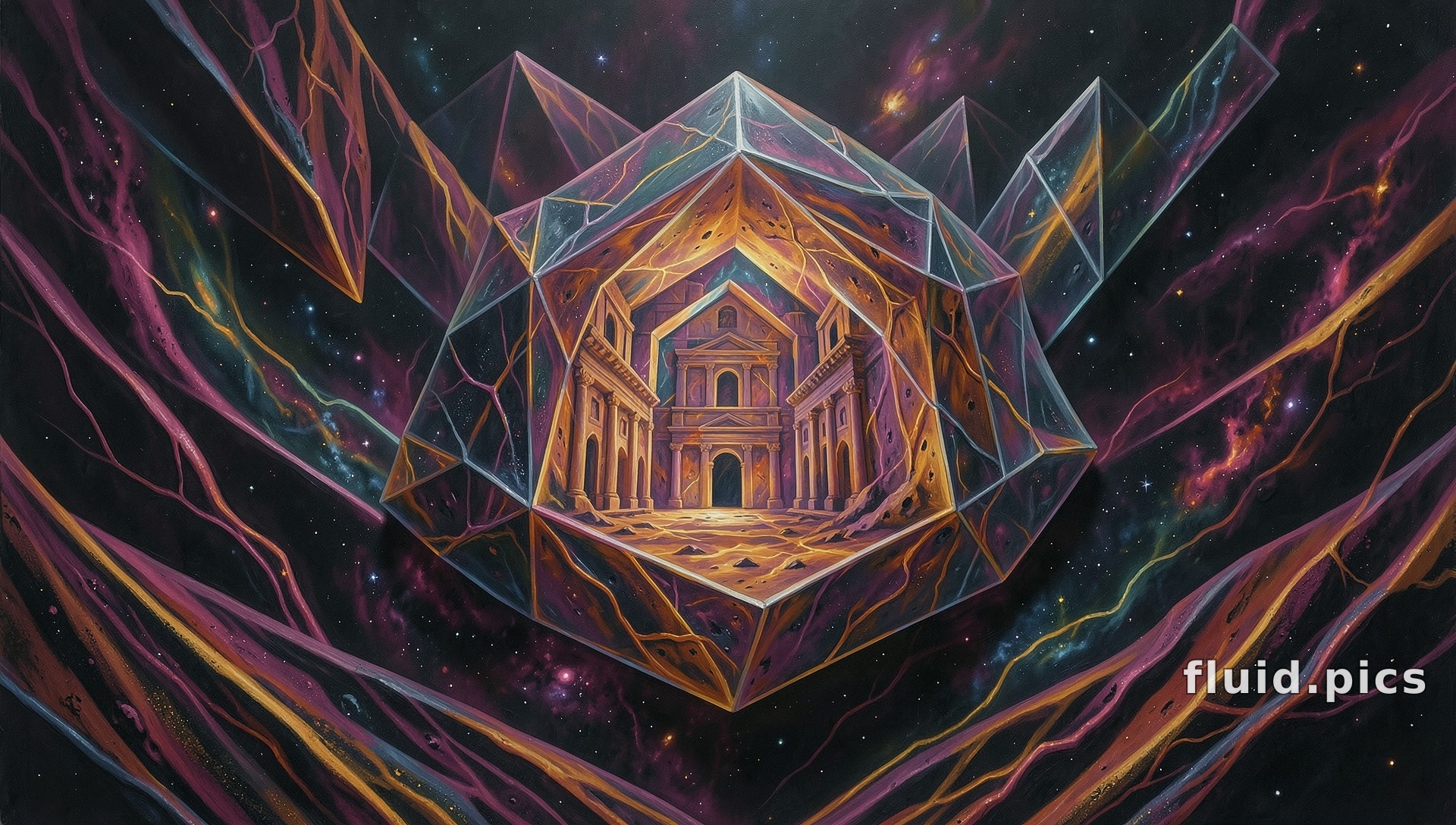 Temple in crystal cosmos — Psychedelic Abstract