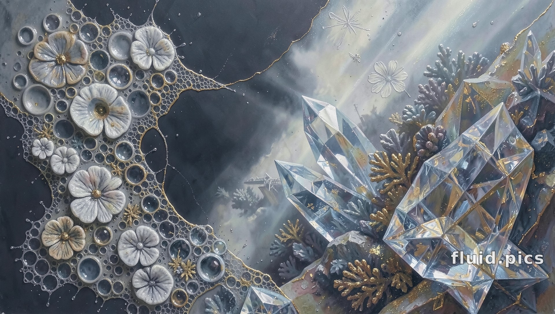Crystals Among the Coral — Hybrid Art
