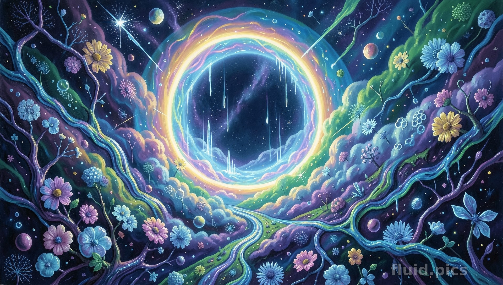 Starfall Cascade — Blue Series II — Гибридное искусство