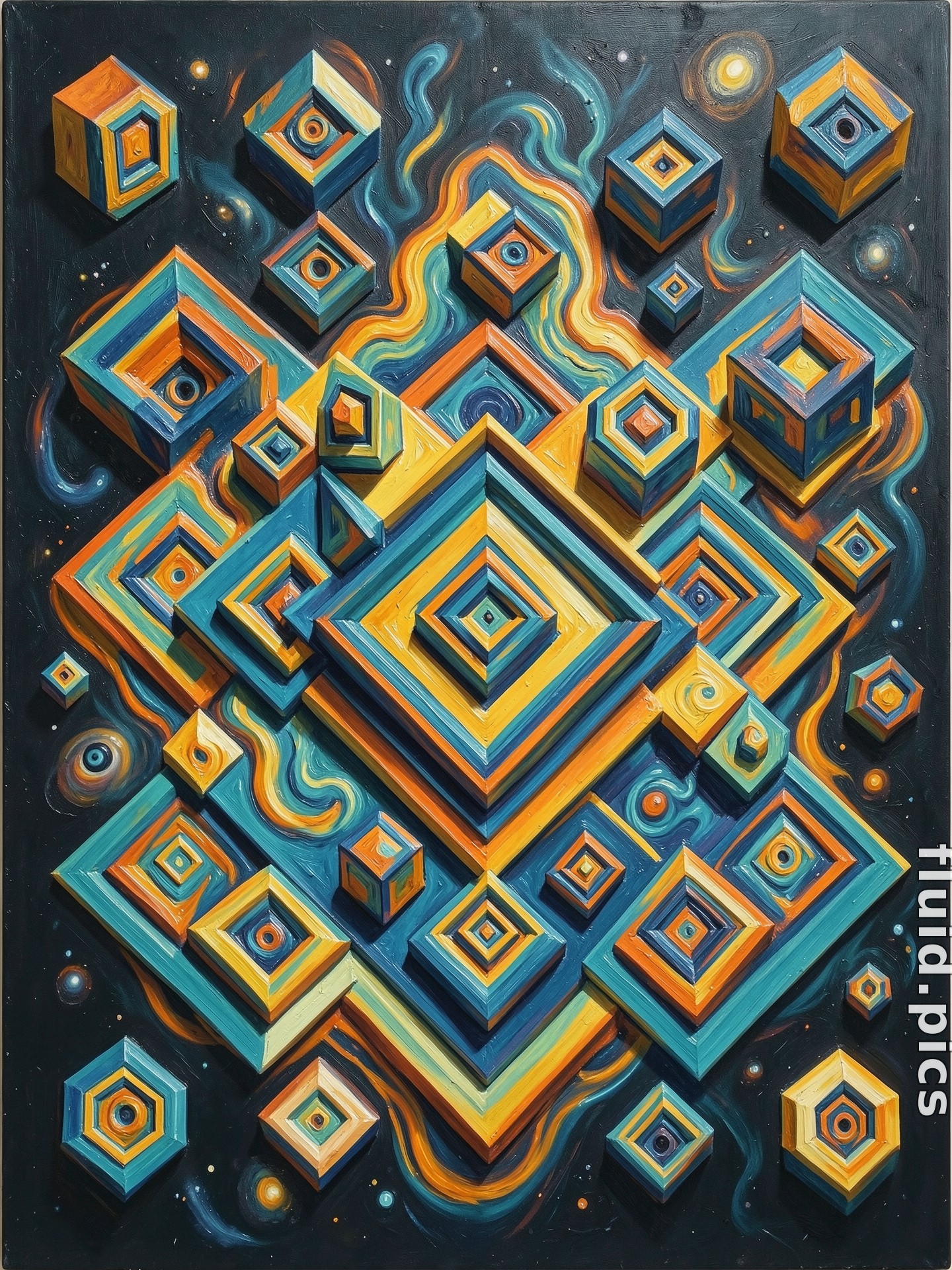 Floating Cubes — Psychedelic Abstract