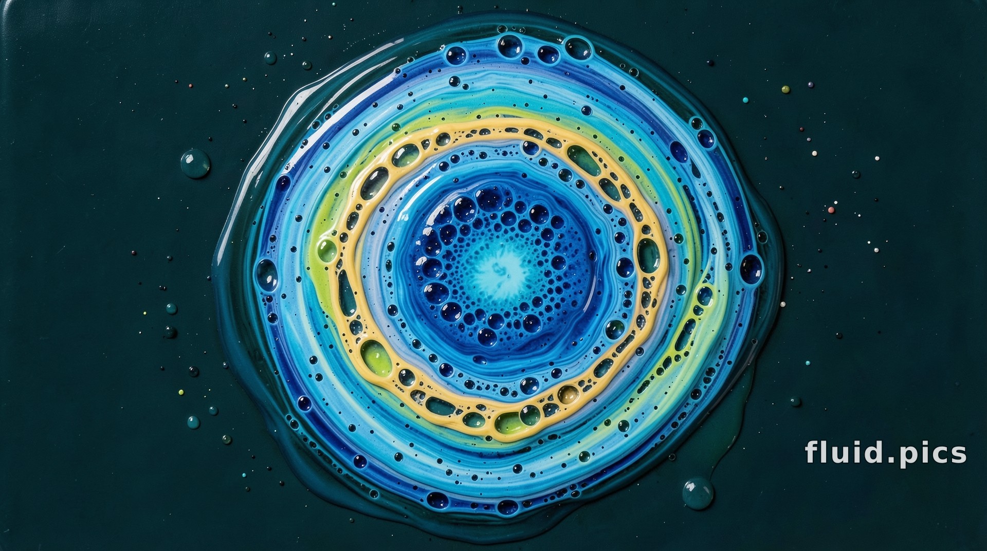Teal Flower from Darkness — Fluid Art