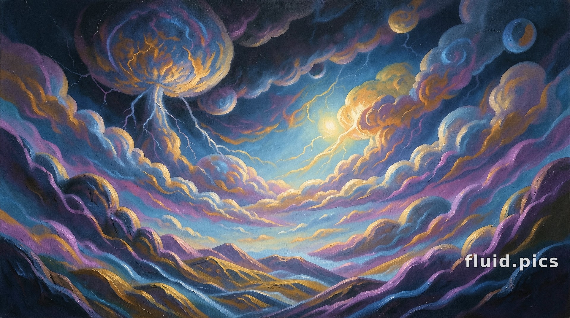 Brain Cloud With Lightning — Psychedelic Abstract