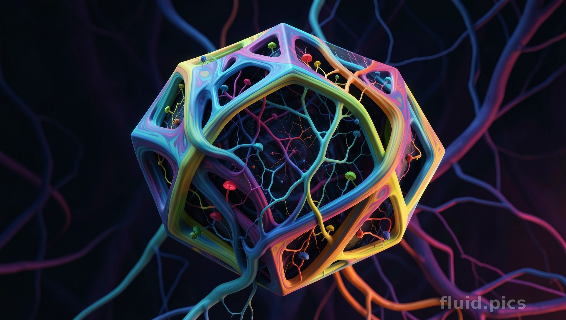 Garden of Cosmic Neurons — Blue Series III — Hybrid Art