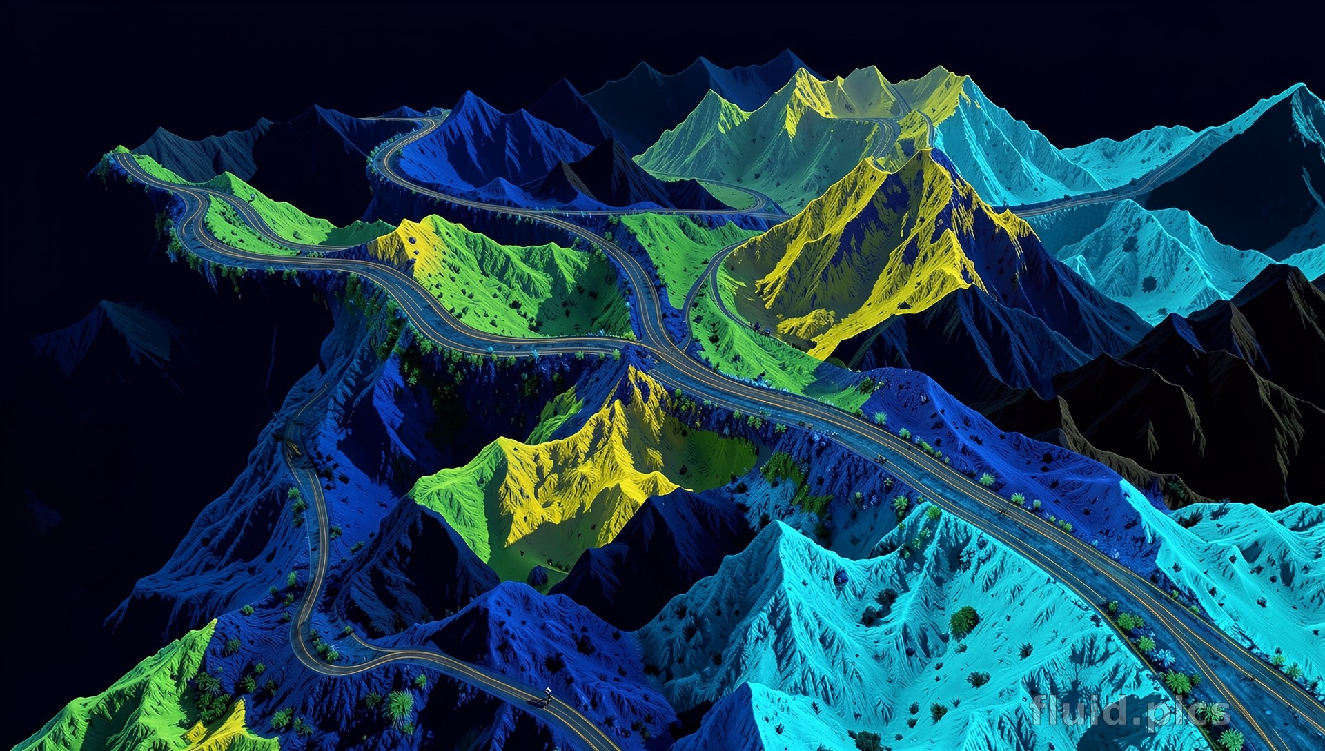 Ribbon Roads Through Mountains — Fractal Art