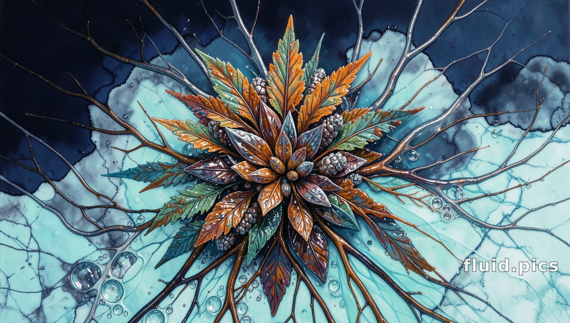 Bouquet of Carved Leaves — Hybrid Art
