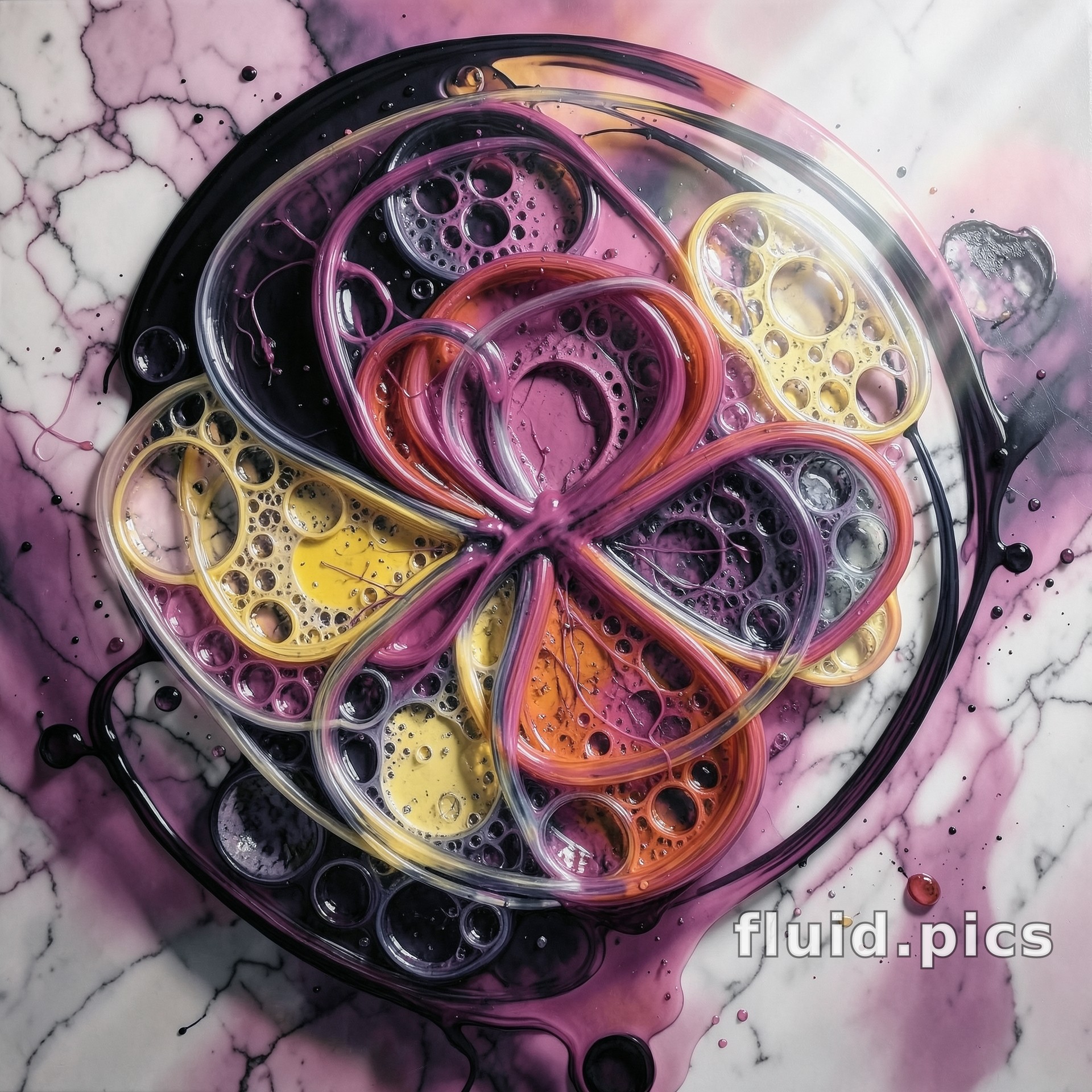 Ribbon Flower on Marble — Hybrid Art