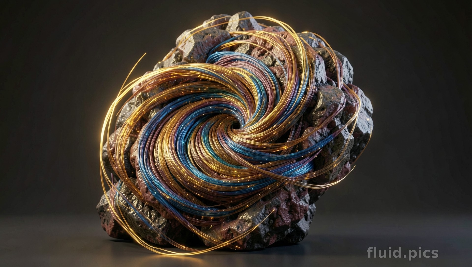 Stone Vortex of Threads — Hybrid Art