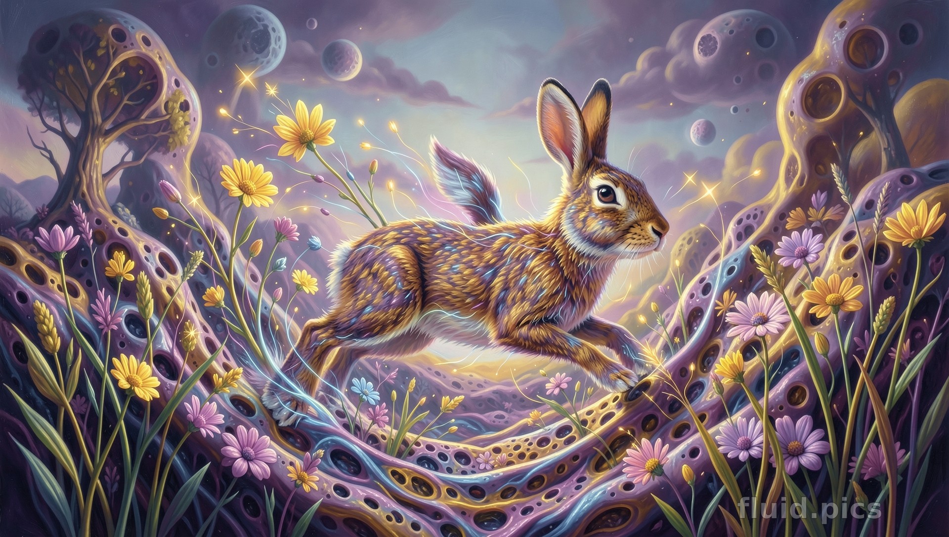 Moon Moth Rabbit — Psychedelic Abstract