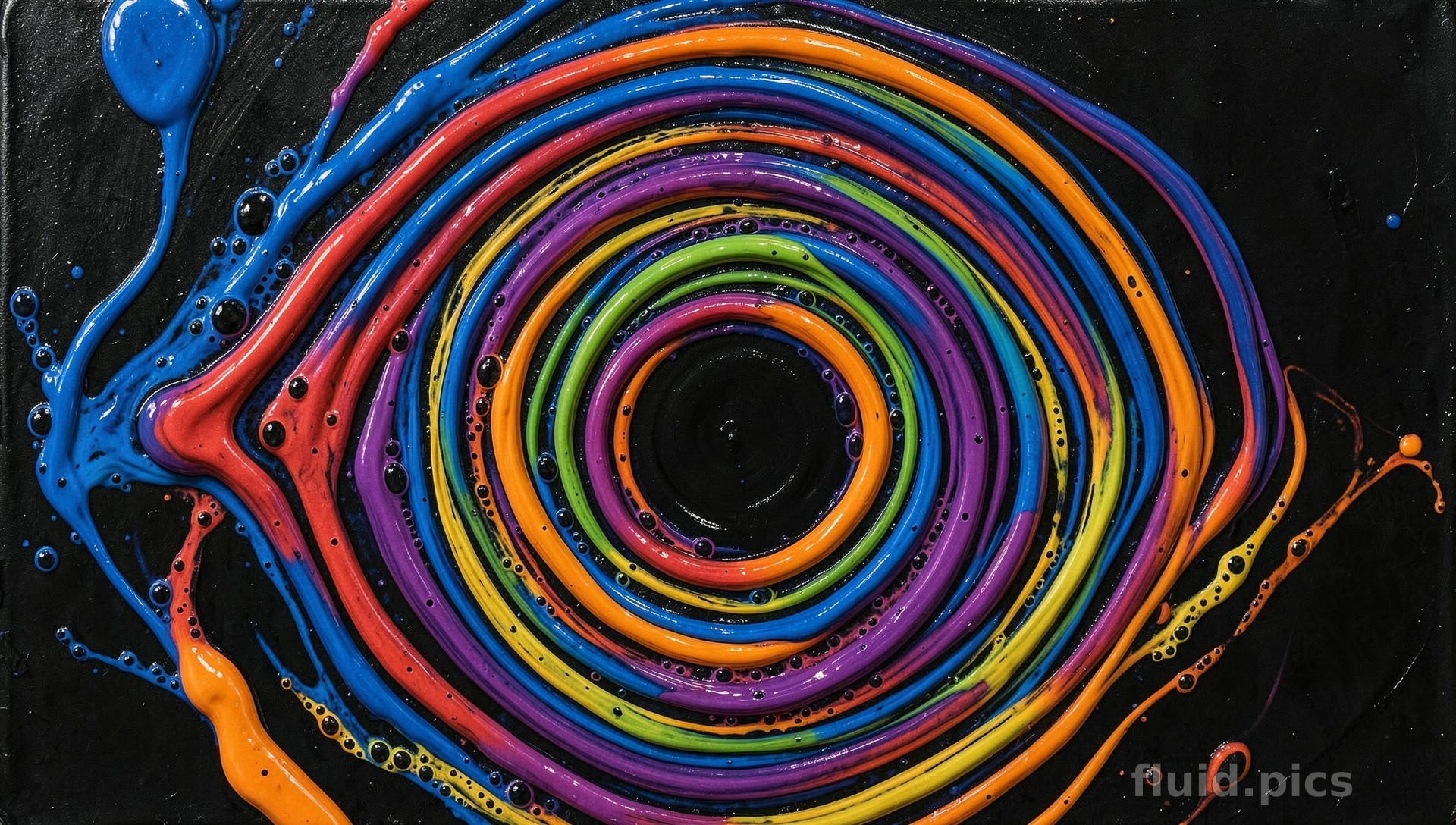 Spiral of Rainbow Snails — Blue Series II — Fluid Art